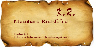 Kleinhans Richárd névjegykártya